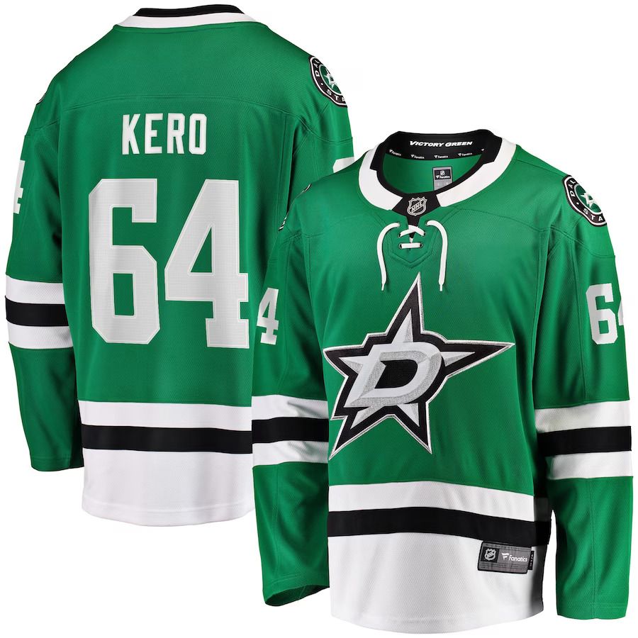Men Dallas Stars 64 Tanner Kero Fanatics Branded Kelly Green Home Breakaway Player NHL Jersey